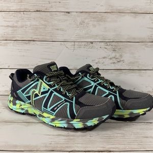 361 Degree "Brave" Blue Green Womens Size 9 Trail Running Shoes